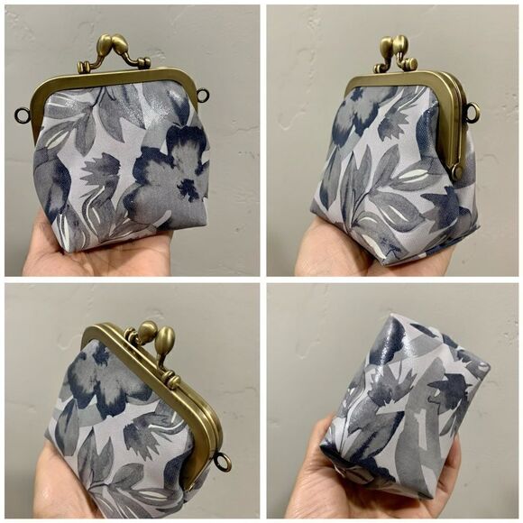 Handmade Genuine Leather Printed Floral Wooden Frame Bag with Small Purse Set - Picture 16 of 16